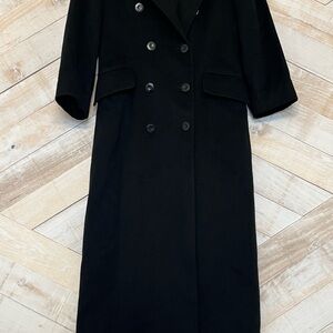 Isaac Mizrahi Black Long Cashmere Wool Coat